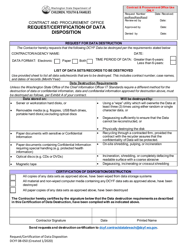 Document preview: DCYF Form 08-050 Request/Certification of Data Disposition - Washington
