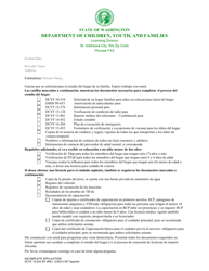 DCYF Formulario 15-433 Incomplete Application - Washington (Spanish)