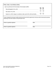 DCYF Form 15-897 Child Care Parent/Guardian Permission - Washington, Page 2