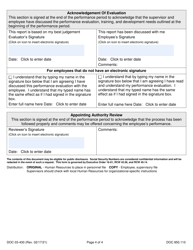 Form DOC03-430 Performance and Development Plan Expectations and Evaluation - Washington, Page 4