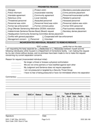 Form DOC17-087 Separation/Prohibition Addition/Removal - Washington, Page 2