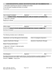 Form DOC17-087 Separation/Prohibition Addition/Removal - Washington, Page 3