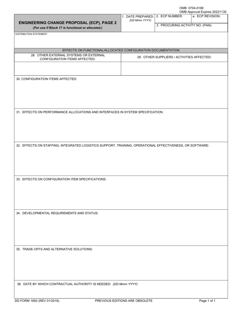 DD Form 1692 Page 2 Engineering Change Proposal (Ecp)