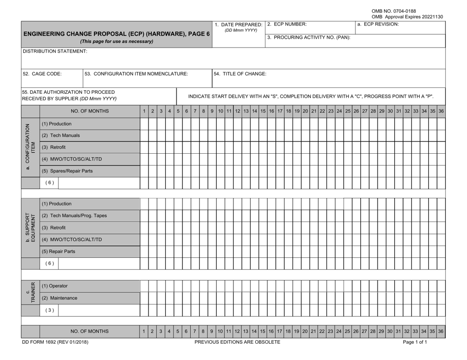 DD Form 1692 Page 6 Engineering Change Proposal (Ecp) (Hardware), Page 1