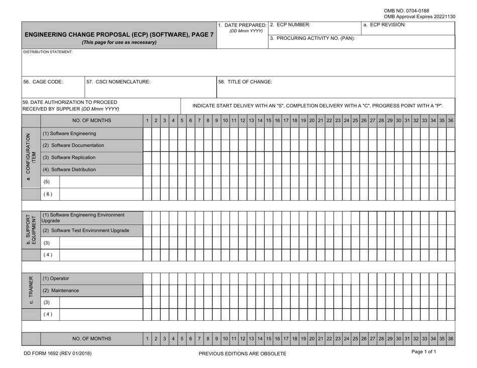DD Form 1692 Page 7 Engineering Change Proposal (Ecp) (Software), Page 1