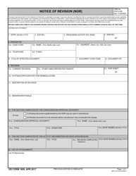 Document preview: DD Form 1695 Notice of Revision (Nor)