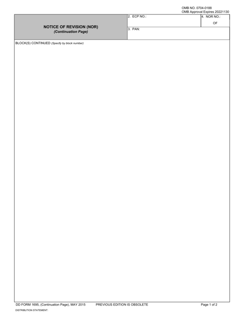 DD Form 1695C Notice of Revision (Nor) (Continuation Page)