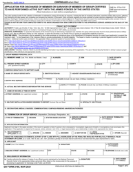 Document preview: DD Form 2168 Application for Discharge of Member or Survivor of Member of Group Certified to Have Performed Active Duty With the Armed Forces of the United States