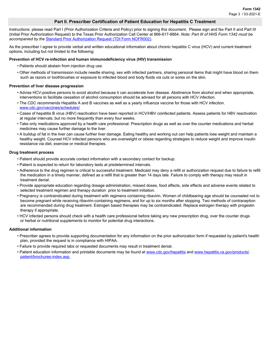 Form 1342 Antiviral Agents for Hepatitis C Virus Initial Request - Standard Pa Addendum (Medicaid) - Texas, Page 3