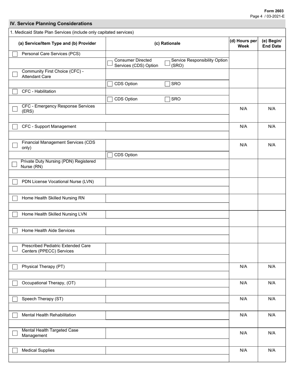 Form 2603 Star Kids Individual Service Plan (Isp) Narrative - Texas, Page 4