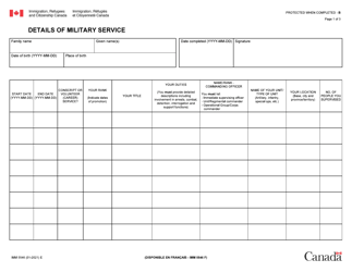 Form IMM5546 Details of Military Service - Canada