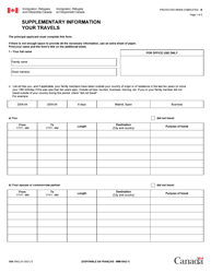 Form IMM5562 Supplementary Information: Your Travels - Canada