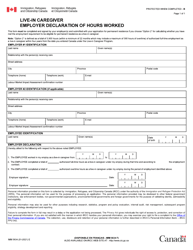 Document preview: Form IMM5634 Live-In Caregiver: Employer Declaration of Hours Worked - Canada