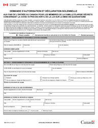 Forme IMM0006 Demande D&#039;autorisation Et Declaration Solennelle (Les Members De La Famille Elargie) - Canada (French)