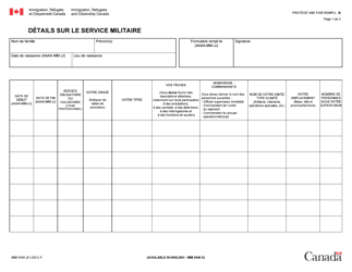 Document preview: Forme IMM5546 Details Sur Le Service Militaire - Canada (French)