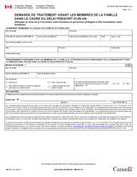 Document preview: Forme IMM5571 Demande De Traitement Visant Les Membres De La Famille Dans Le Cadre Du Delai Prescrit D'un an - Canada (French)