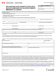 Document preview: Forme IMM5604 Declaration Pour Parent/Tuteur Legal Qui N'accompagne Pas Un Enfant Mineur Immigrant Au Canada - Canada (French)