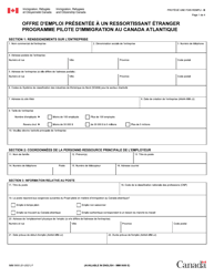 Document preview: Forme IMM5650 Offre D'emploi Presentee a Un Ressortissant Etranger - Programme Pilote D'immigration Au Canada Atlantique - Canada (French)