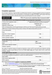 Form ATF-011 Completion Agreement - Queensland, Australia