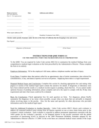 QME Form 111 Qualified Medical Evaluator&#039;s Findings Summary Form - Unrepresented Injured Employee Cases Only - California, Page 3