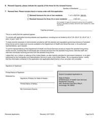 Renewal Application for Assisted Living Homes - Alaska, Page 2