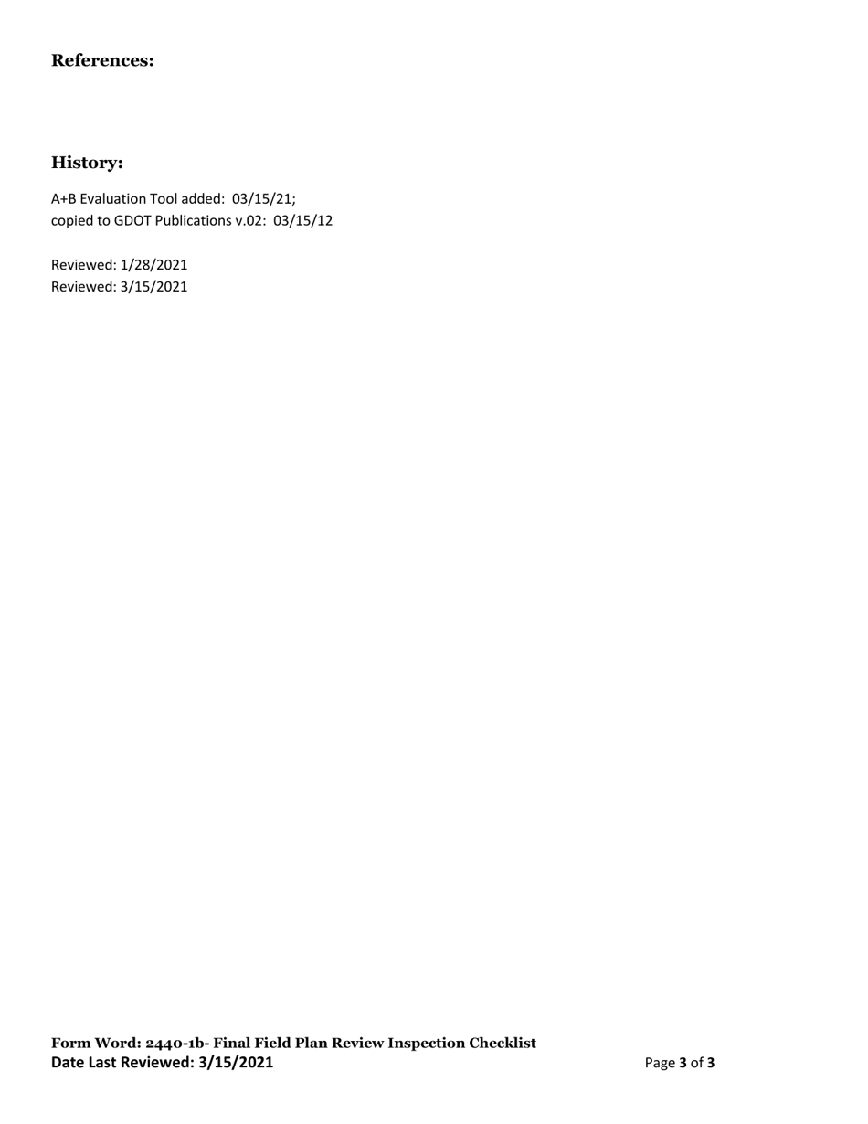 Form 2440-1B Final Field Plan Review Inspection Request Checklist - Georgia (United States), Page 3