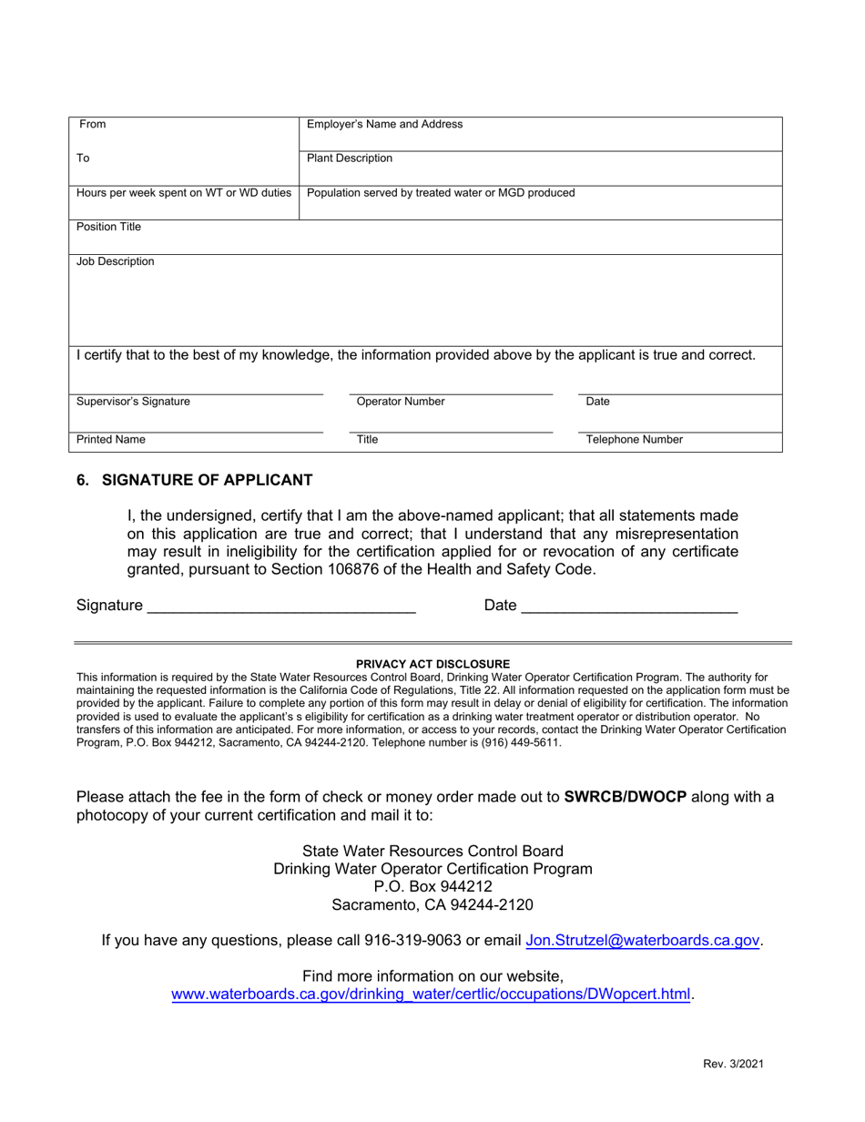 Application for Reciprocity - California, Page 4