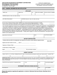 Form CO-628B Application for Refund of Retirement Contributions - Tier Iia Members - Non Vested Only - Connecticut