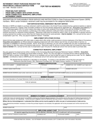 Form CO-1088 Retirement Credit Purchase Request for Prior Miscellaneous Service Form - Connecticut
