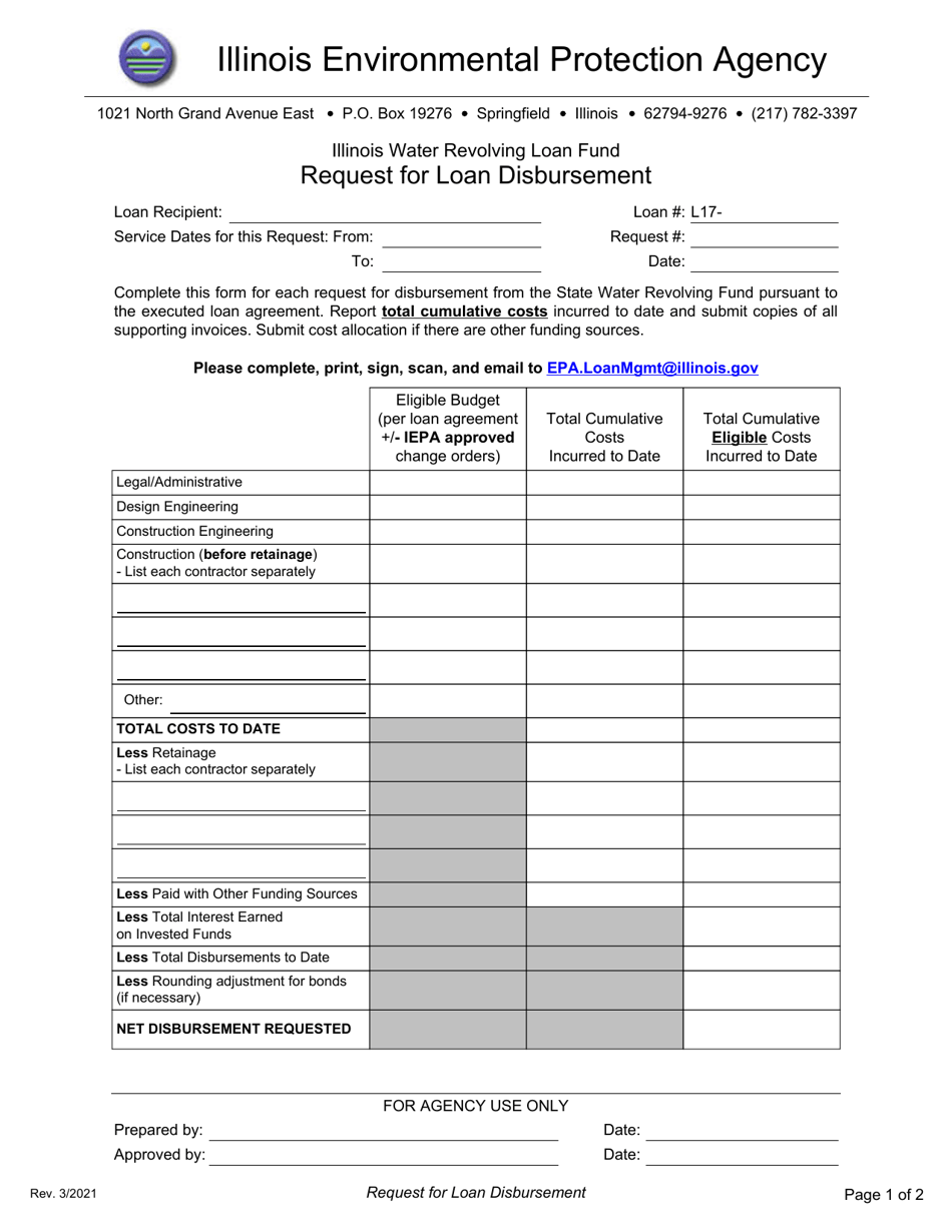 Request for Loan Disbursement - Illinois, Page 1