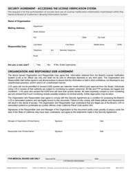 License Verification System Subscription Form - California, Page 2