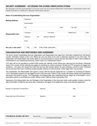 License Verification System Subscription Form - Credentialing Services - California, Page 3