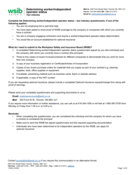 Form 1152A &quot;Determining Worker/Independent Operator Status - Taxi Industry&quot; - Ontario, Canada