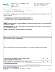Form 1168A Determining Worker/Independent Operator Status Questionnaire - Logging Industry - Ontario, Canada, Page 2