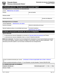 Document preview: Forme TO001F Demande De Mesures D'adaptation - Ontario, Canada (French)