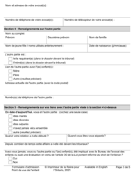 Formulaire D&#039;admission - Point De Vue De L&#039;enfant - Ontario, Canada (French), Page 3