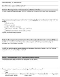 Formulaire D&#039;admission - Point De Vue De L&#039;enfant - Ontario, Canada (French), Page 4