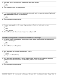 Forme OCL0050 Formulaire D&#039;admission - Affaires Parentale Et De Contact - Ontario, Canada (French), Page 15