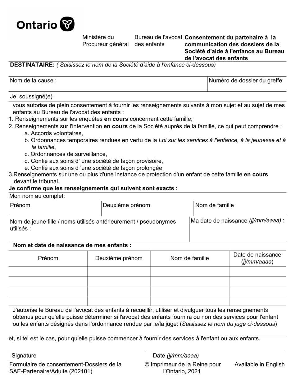 Forme OCL0050 Formulaire Dadmission - Affaires Parentale Et De Contact - Ontario, Canada (French), Page 18