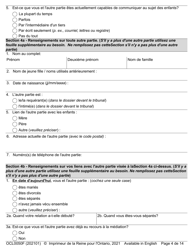 Forme OCL0050 Formulaire D&#039;admission - Affaires Parentale Et De Contact - Ontario, Canada (French), Page 6