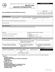 Form PR4301 &quot;Minerals Lease Application and Requirements&quot; - Michigan