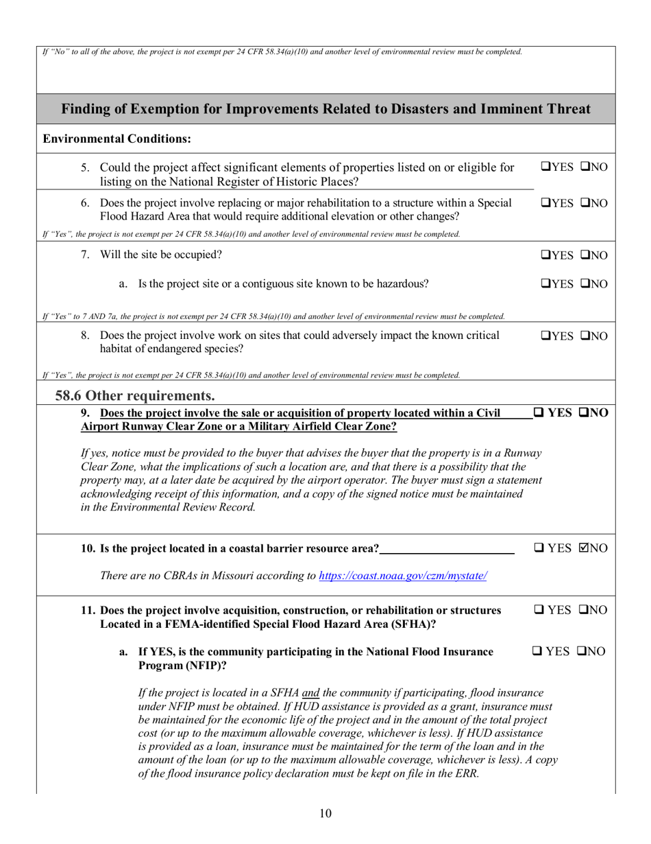 Finding of Exemption for Improvements Related to Disasters  Imminent Threat - Missouri, Page 10
