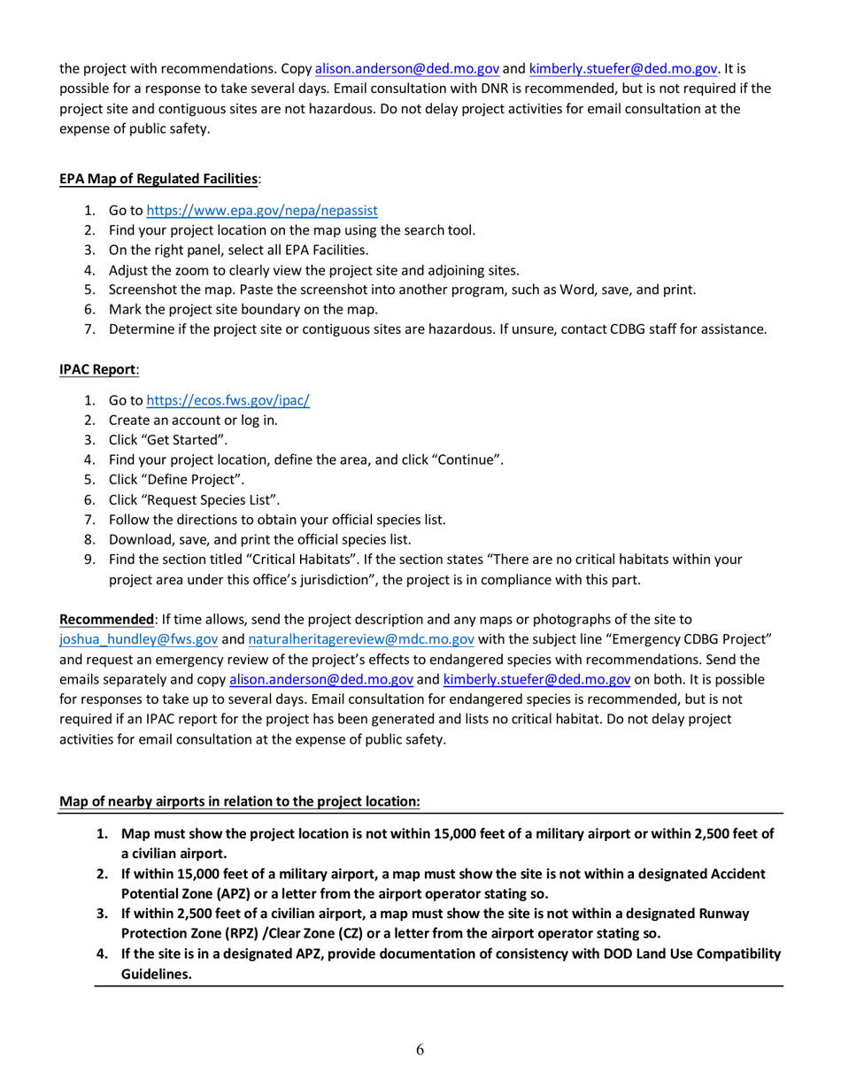 Finding of Exemption for Improvements Related to Disasters  Imminent Threat - Missouri, Page 6
