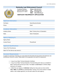 Document preview: Kentucky Reciprocity Application - Kentucky