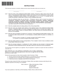 Certificate of Organization Professional Limited Liability Company - Idaho, Page 2