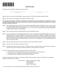 Restatement of Certificate of Organization Limited Liability Company - Idaho, Page 2