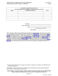 Form PLLC-1 Certificate of Formation New Hampshire Professional Limited Liability Company - New Hampshire, Page 3