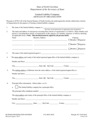 Form L-01 Articles of Organization - Limited Liability Company - North Carolina, Page 2