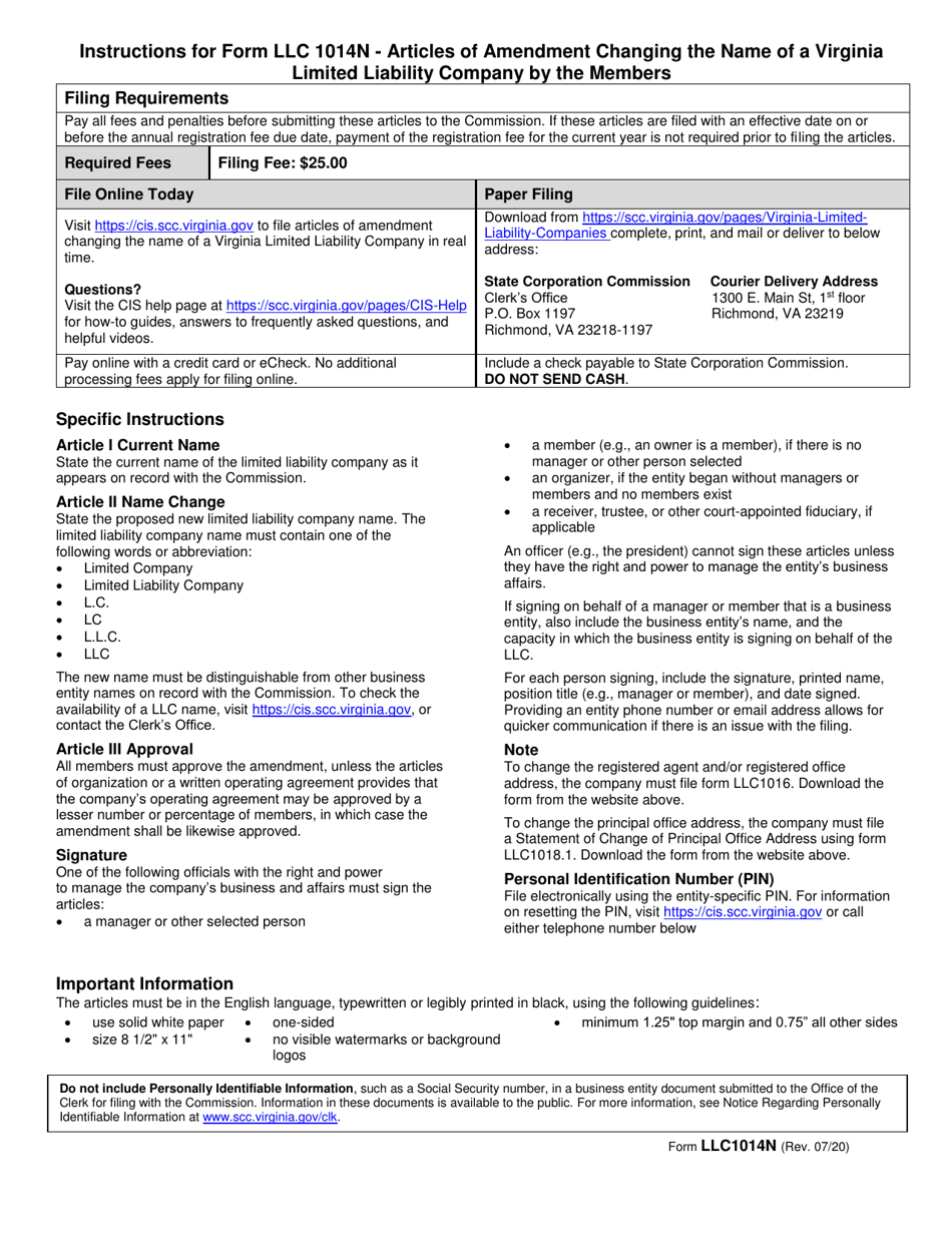 Form LLC1014N - Fill Out, Sign Online And Download Printable PDF ...