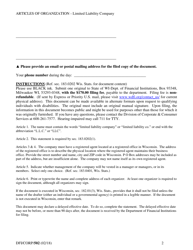 Form 502 Articles of Organization Limited Liability Company - Wisconsin, Page 2